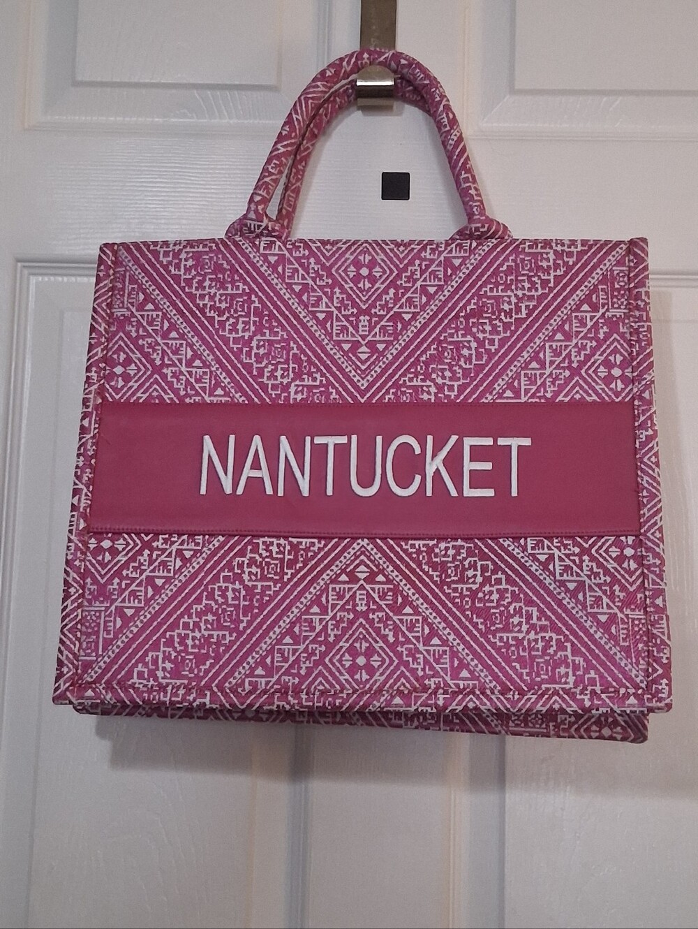 Nantucket Pink Patterned Tote Bag